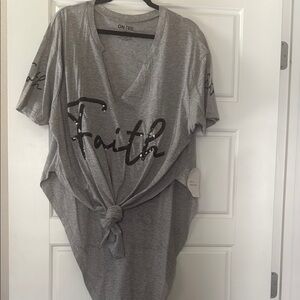 On Fire Gray V-Neck T-Shirt